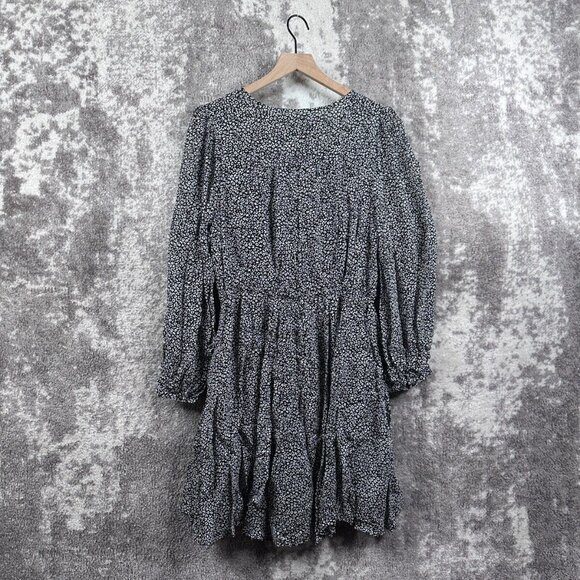 Maeve Dress Small Womens Black & White Shift Leopard Print Faux Wrap - Picture 2 of 9